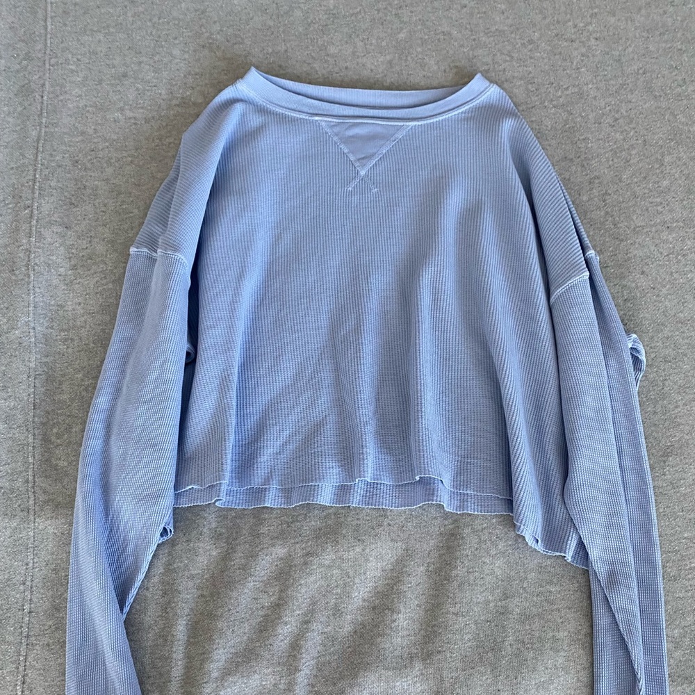 Light purple cropped waffle long sleeve